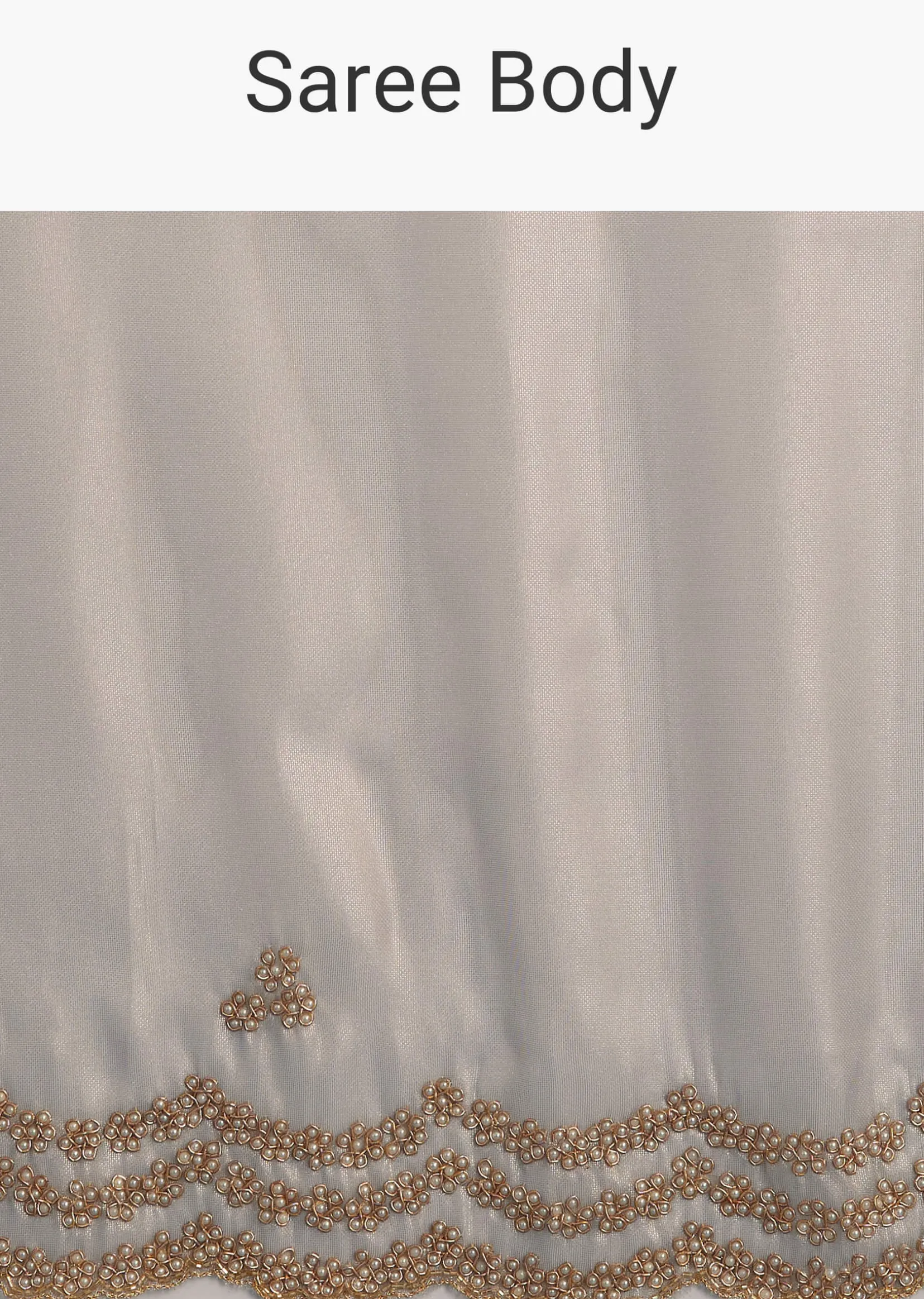 Grey Organza Tissue Saree With Embellished Scallop Border
