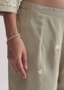 Grey Sequin Embroidered Sharara Set