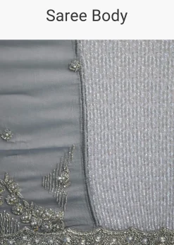 Grey Sequins Saree With Scalloped Embroidered Border