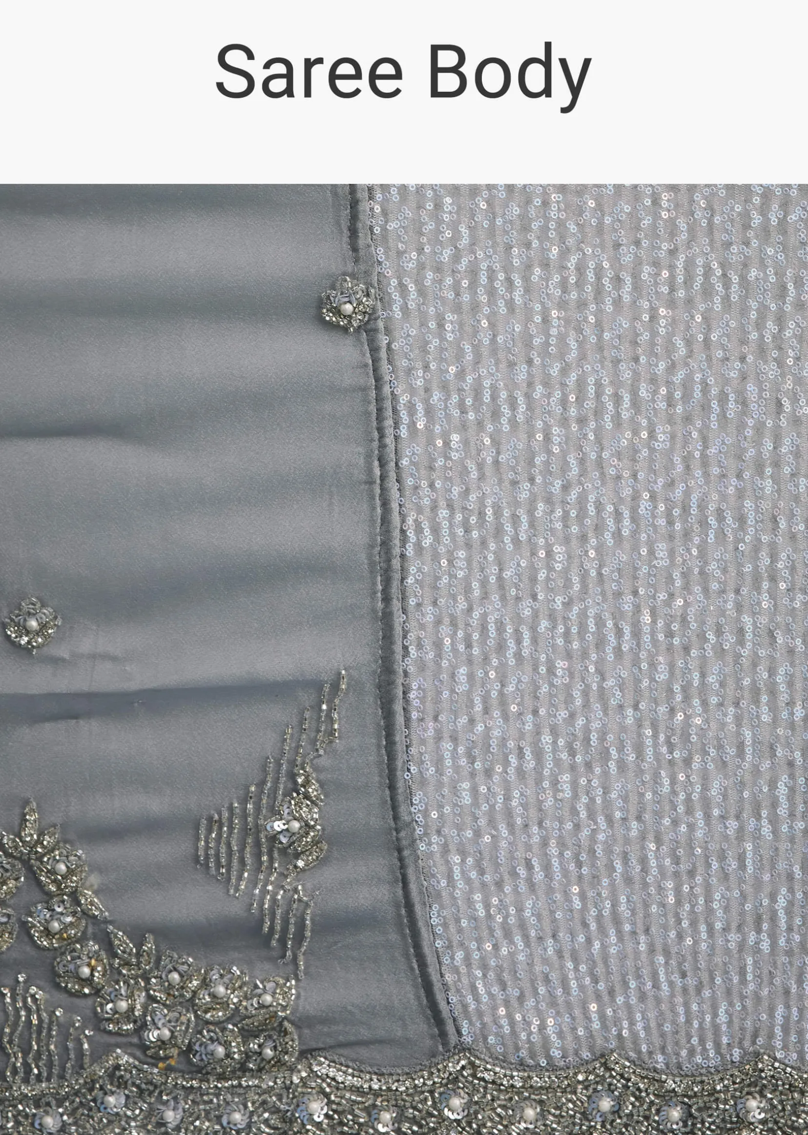 Grey Sequins Saree With Scalloped Embroidered Border