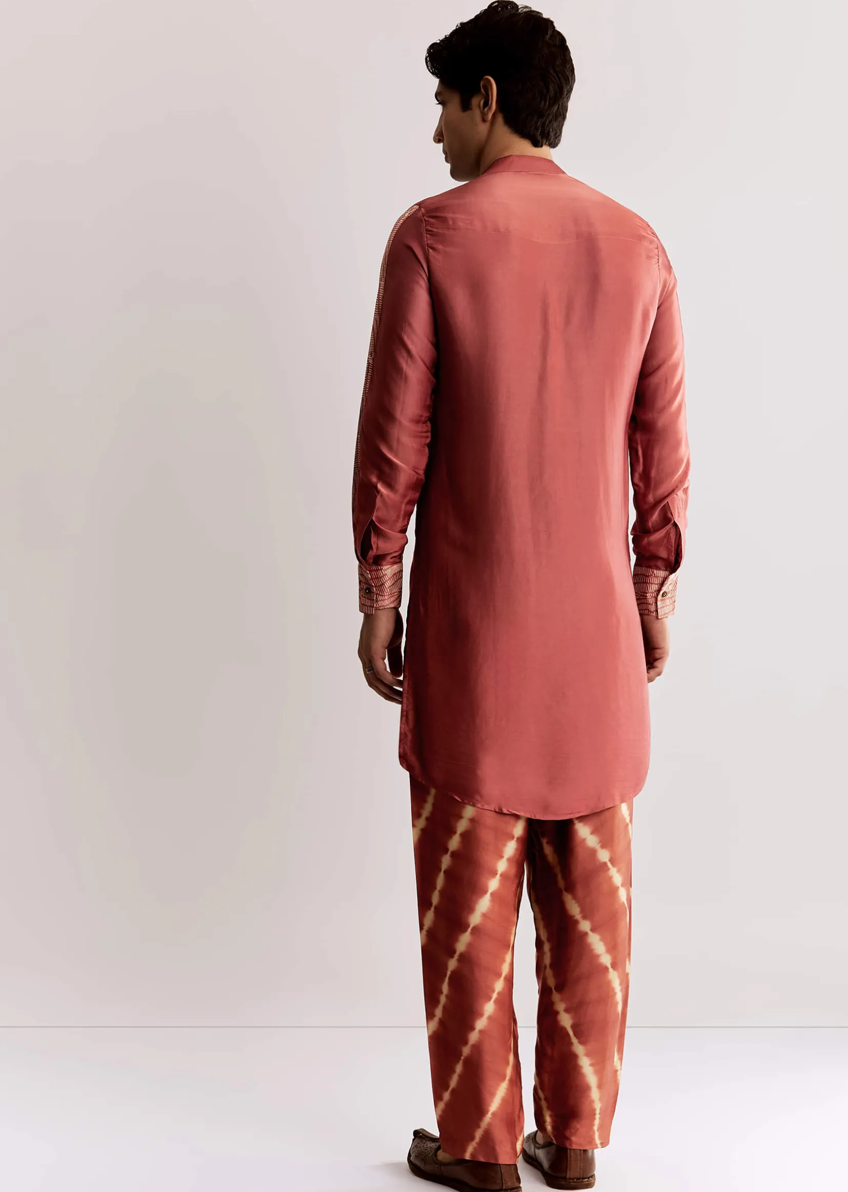 Grey Silk Ajrakh Printed Kurta Set