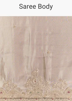 Grey Tissue Saree With Cutdana Sequins Beads And Resham Embroidery