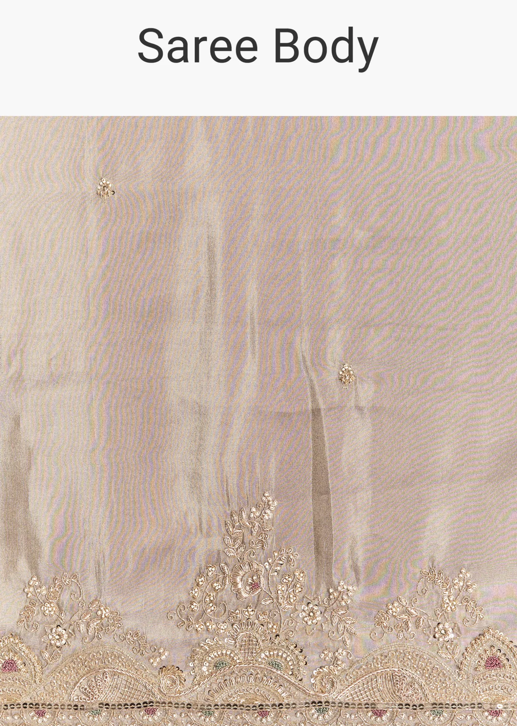 Grey Tissue Saree With Cutdana Sequins Beads And Resham Embroidery