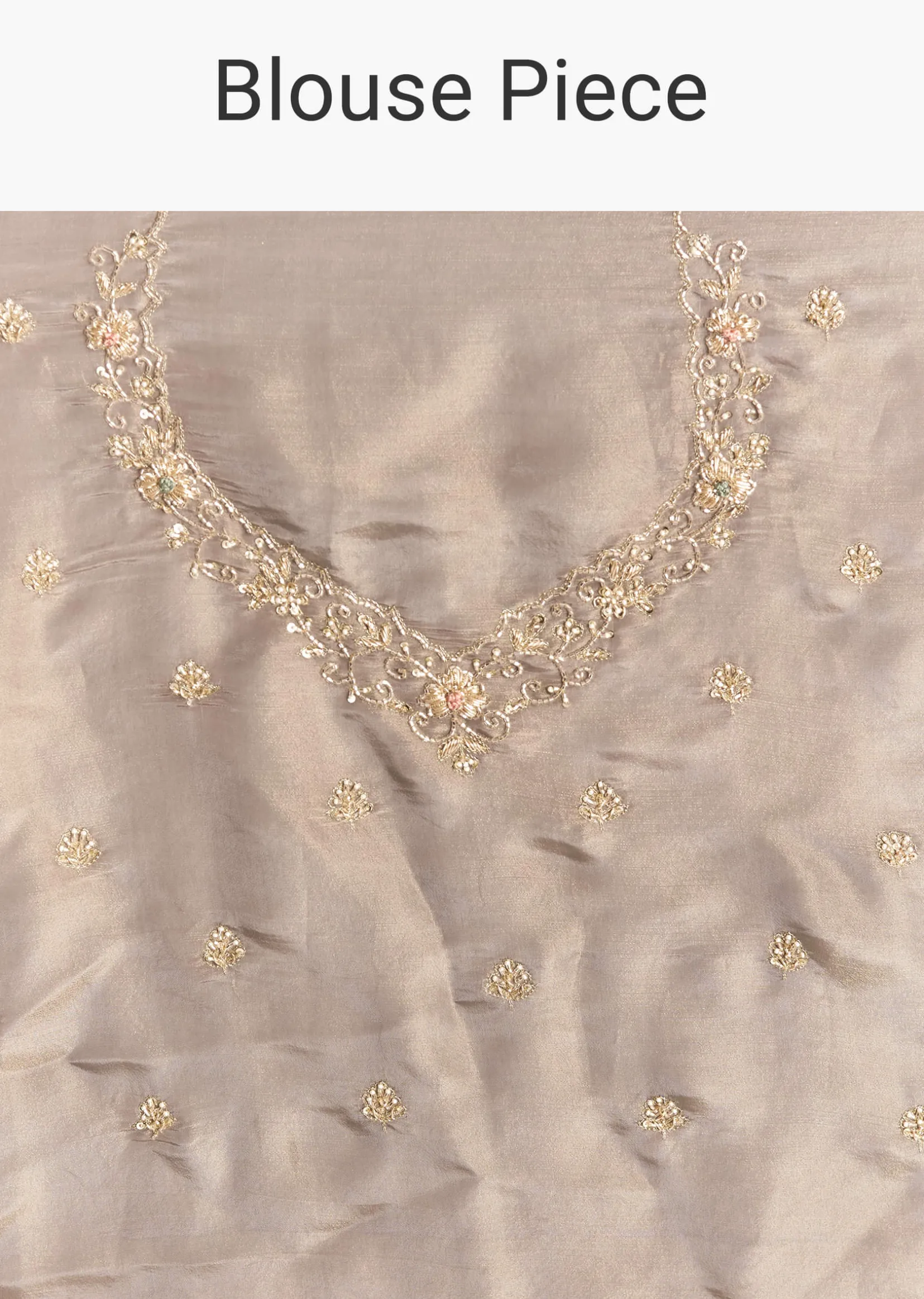 Grey Tissue Saree With Cutdana Sequins Beads And Resham Embroidery
