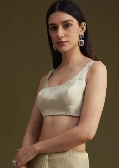 Grey Tissue Saree With Sequins And Cutdana Work