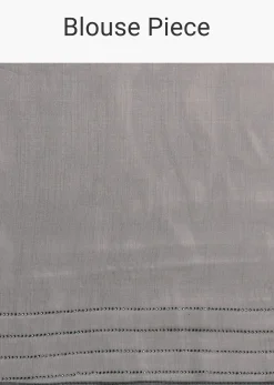 Grey Tissue Saree With Thread And Stone Embroidery And Unstitched Blouse