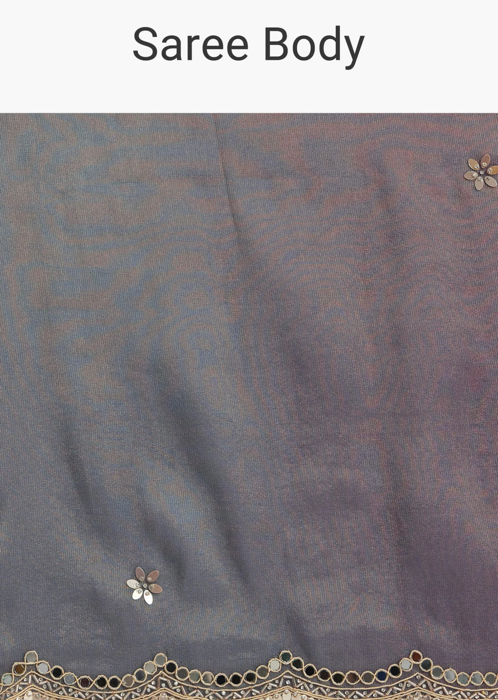 Greyish Purple Ombre Tissue Saree With Scallop Border