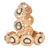 Handcrafted Rose Gold And Green Bangles In Kundan Polki