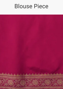 Hot Pink Dola Silk Banarasi Saree With Bandhani Waeve
