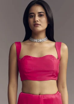 Hot Pink Organza Saree With Stone And Cut Dana Work