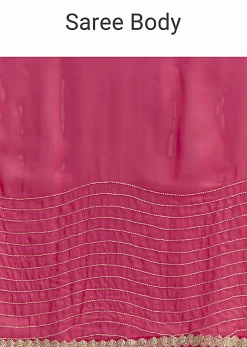 Hot Pink Organza Saree With Stone And Cut Dana Work