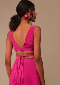 Hot Pink Readymade Saree With Embroidered Belt