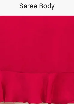 Hot Pink Saree With Ruffle Pallu, Stone Embellished Belt And A Ruffle Blouse With Side Cut Outs