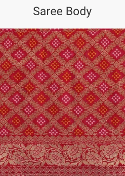 Hot Pink Woven Khadi Georgette Saree With Unstitched Blouse