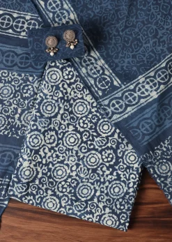 Indigo Blue Batik Hand Block Printed Dress Material