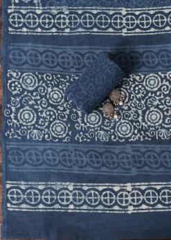 Indigo Blue Batik Hand Block Printed Dress Material