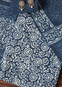 Indigo Blue Batik Hand Block Printed Dress Material