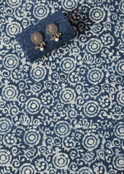 Indigo Blue Batik Hand Block Printed Dress Material