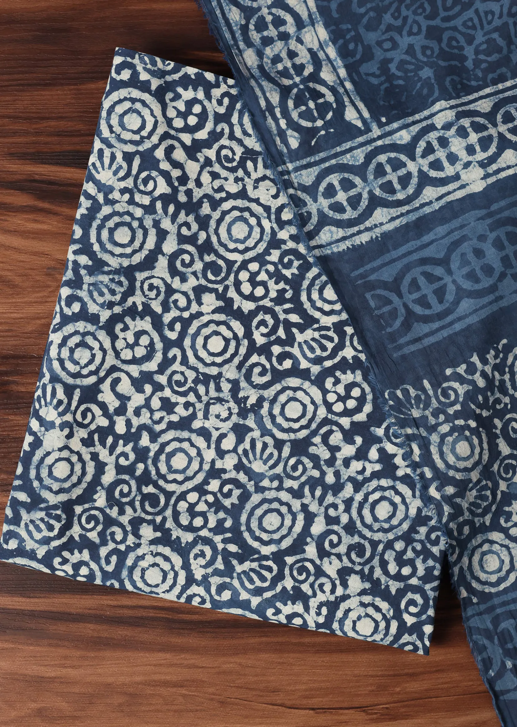 Indigo Blue Batik Hand Block Printed Dress Material
