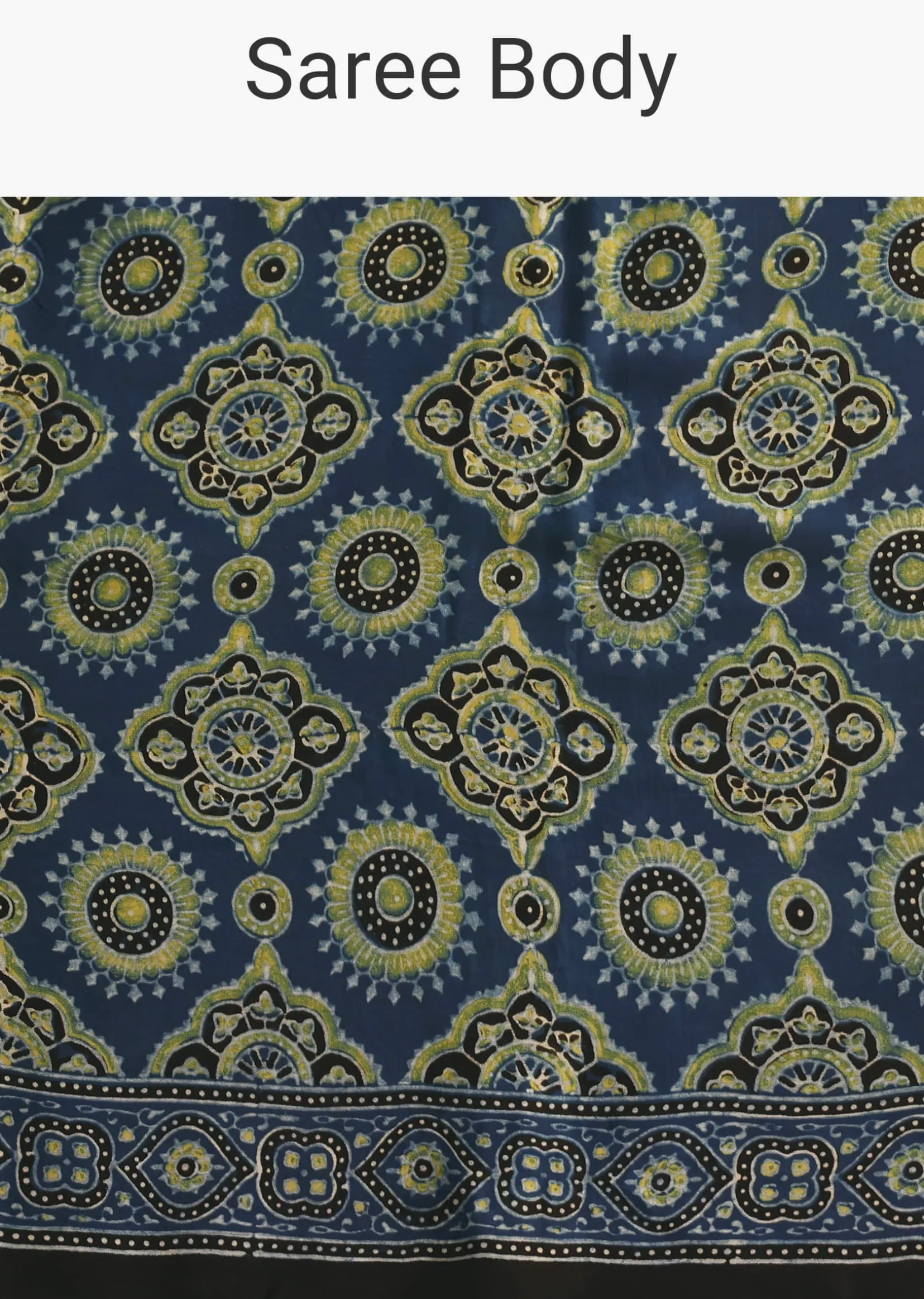 Indigo Satin Modal Handblock Printed Ajrakh Saree