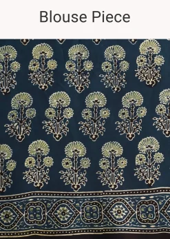 Indigo Satin Modal Handblock Printed Ajrakh Saree