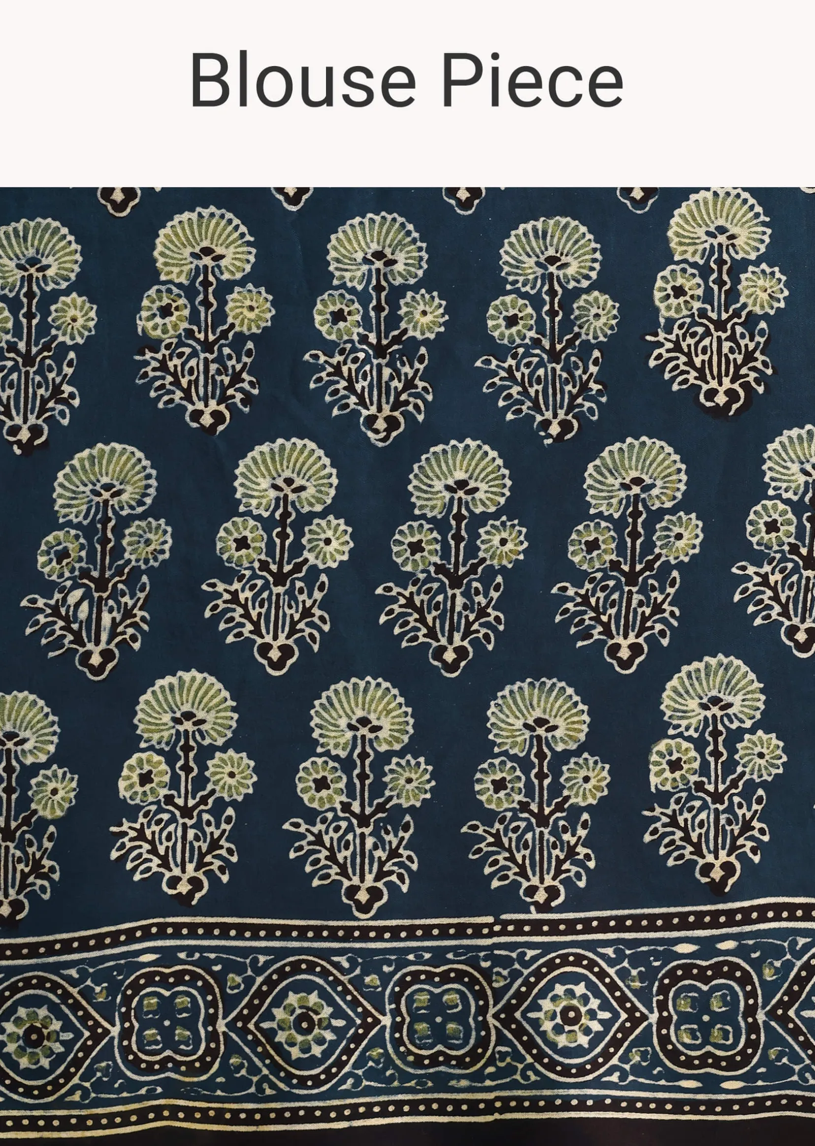 Indigo Satin Modal Handblock Printed Ajrakh Saree
