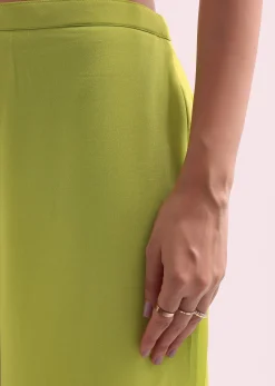 Ivory And Light Green Croptop And Palazzo Set