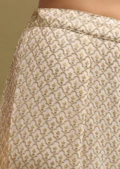 Ivory Embroidered Georgette Kurta Sharara Set