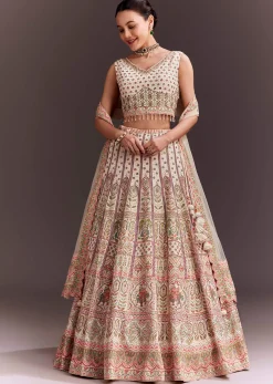 Ivory Embroidered Lehenga Set With Ethnic Motifs