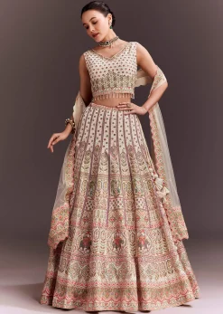 Ivory Embroidered Lehenga Set With Ethnic Motifs