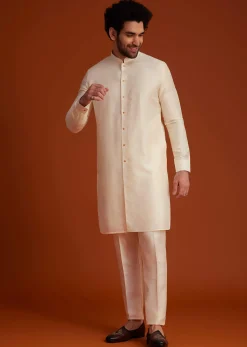 Ivory Floral Embroidered Jacket Kurta Set