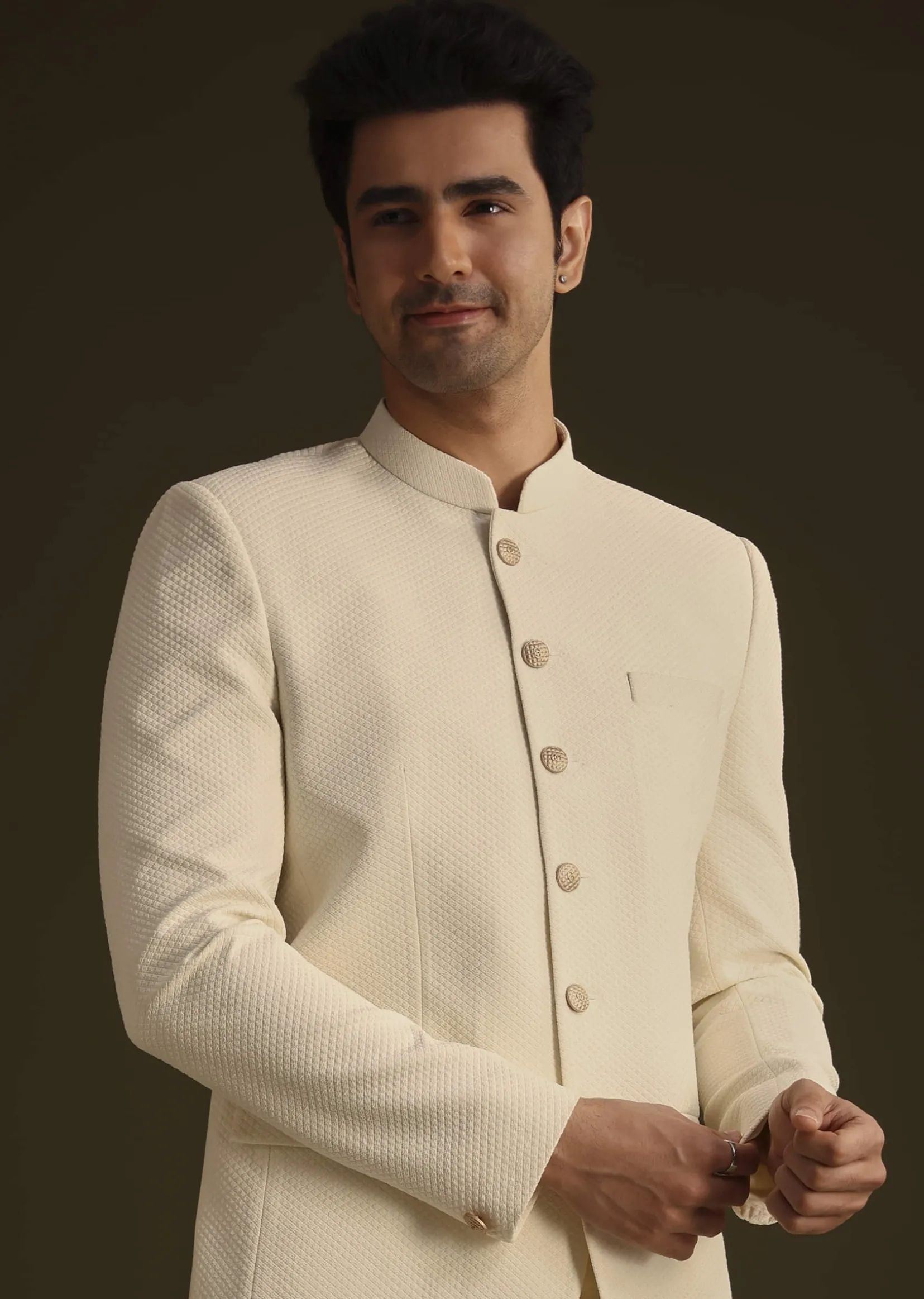 Ivory Jodhpuri Suit With Tailored Trousers
