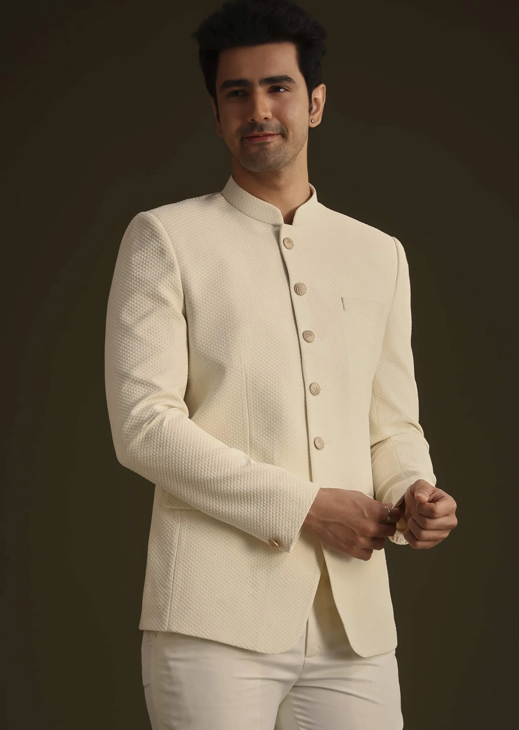 Ivory Jodhpuri Suit With Tailored Trousers