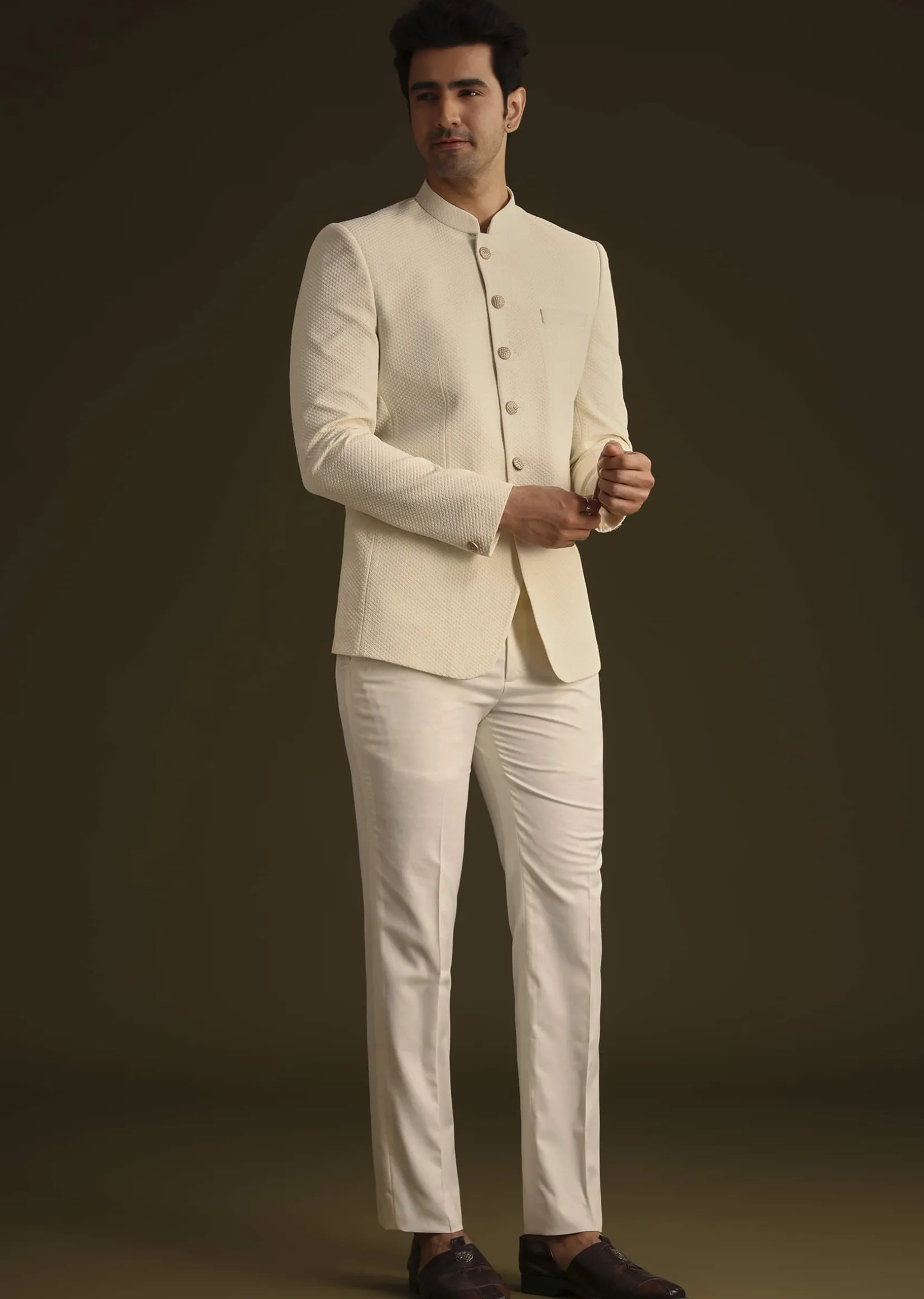 Ivory Jodhpuri Suit With Tailored Trousers