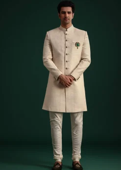 Ivory Silk Sherwani Suit