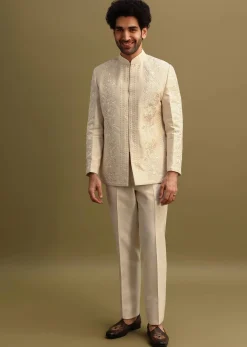 Ivory Thread Work Jodhpuri Suit For Men