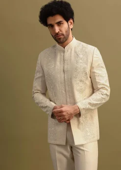 Ivory Thread Work Jodhpuri Suit For Men
