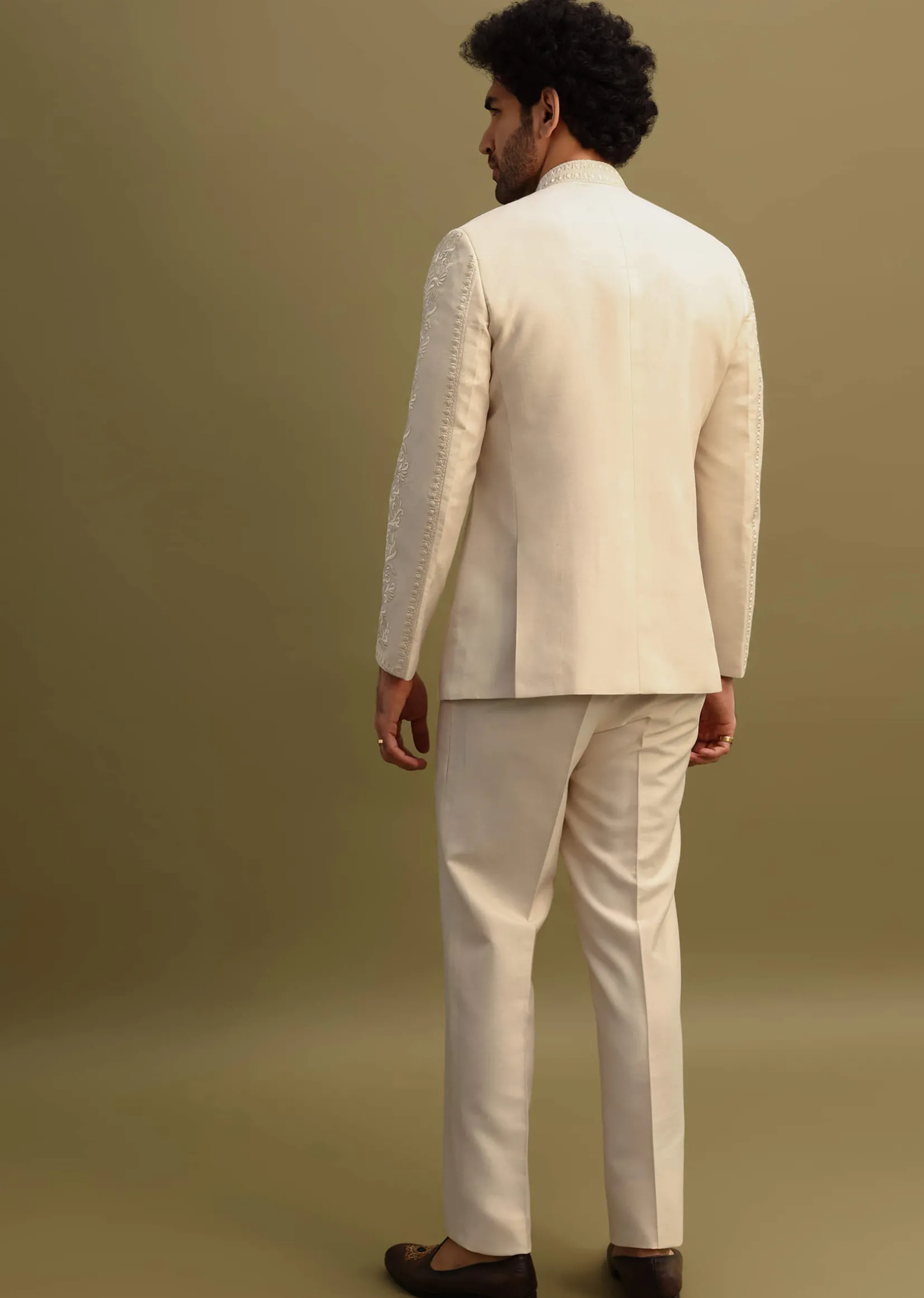 Ivory Thread Work Jodhpuri Suit For Men