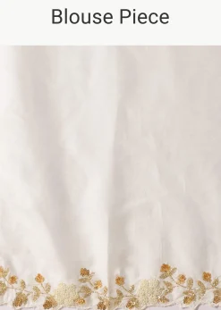 Ivory White Organza Saree With Cut Dana Embroidered Borders