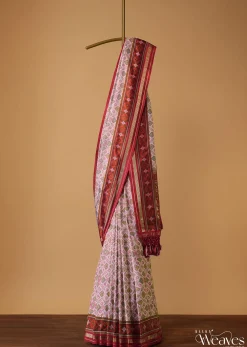 Ivory White Patola Saree With Resham Weave In Uppada Silk