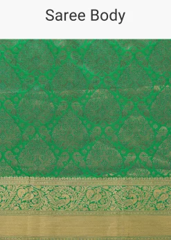 Jade Green Kanjivaram Saree In Zari Weave With An Unstitched Blouse