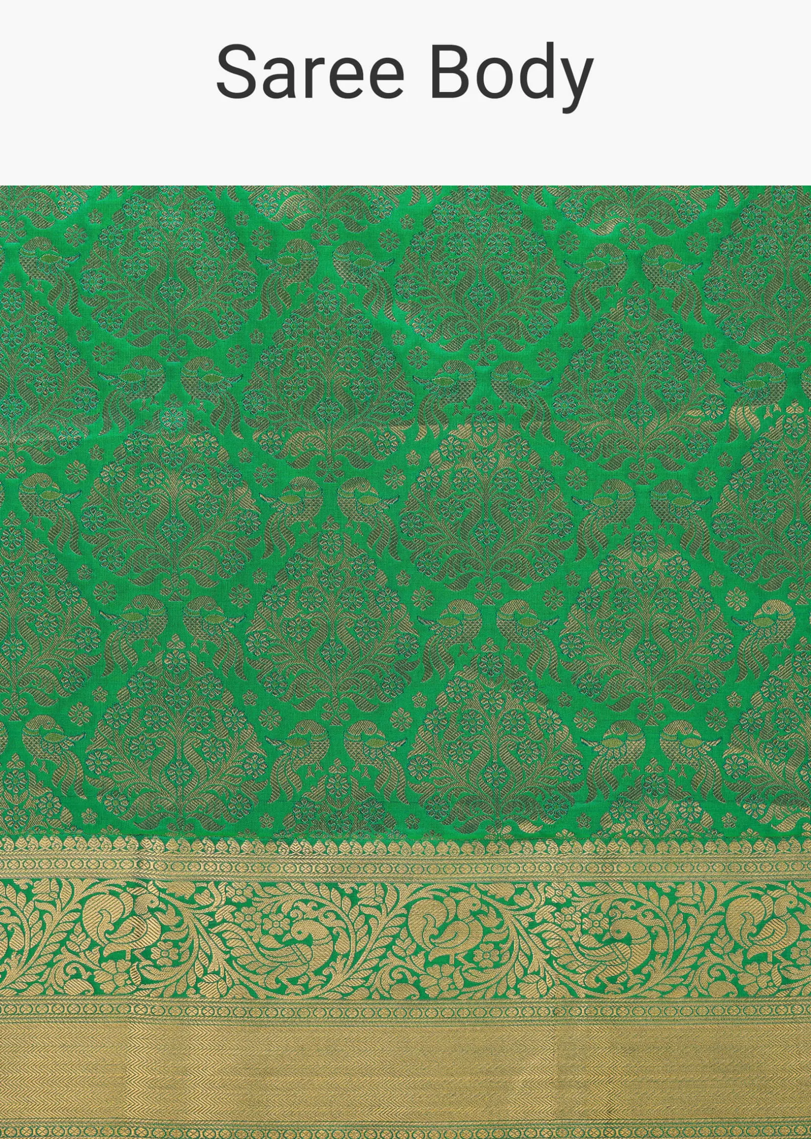 Jade Green Kanjivaram Saree In Zari Weave With An Unstitched Blouse