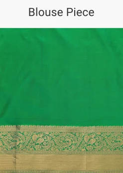 Jade Green Kanjivaram Saree In Zari Weave With An Unstitched Blouse
