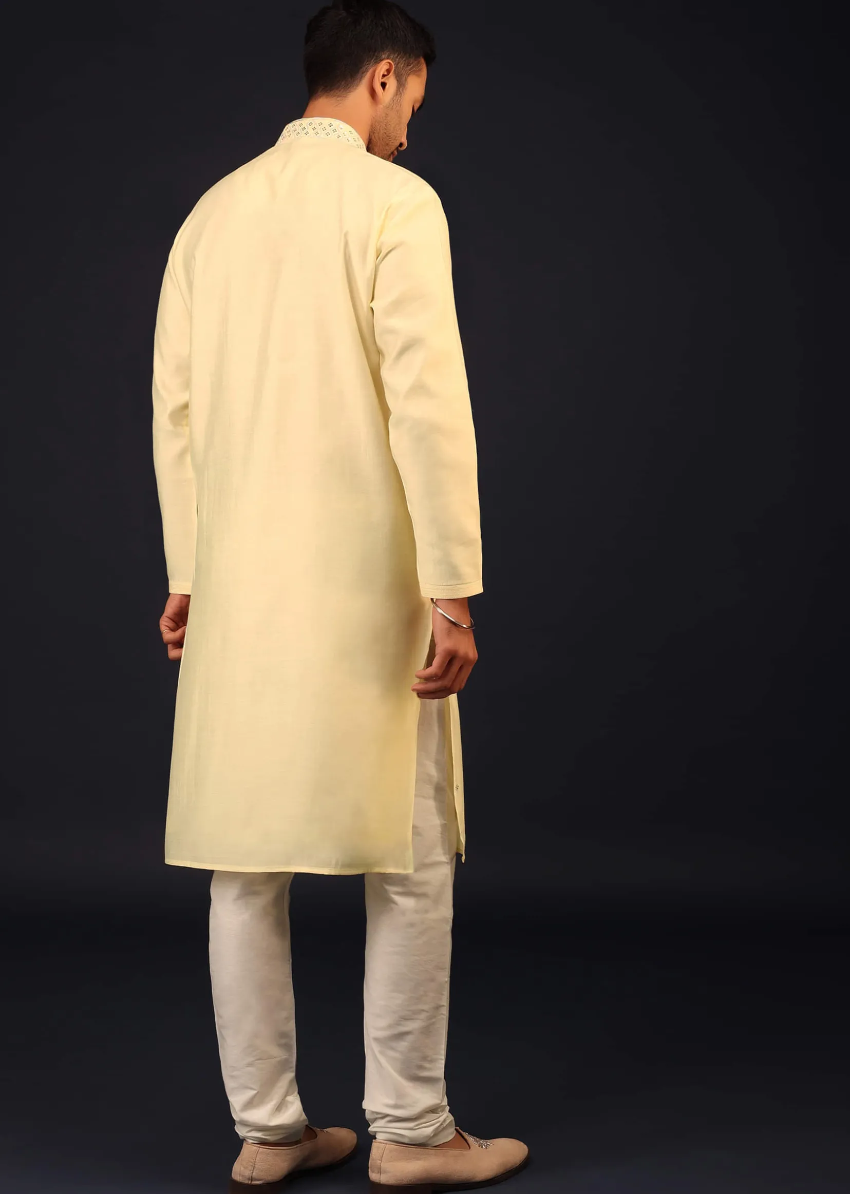 Kalki Transparent Yellow Embroidered Kurta Set