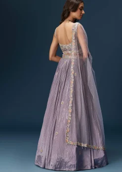 Lavender Bridesmaid Lehenga With Sweetheart Neckline Blouse And Embroidered Dupatta