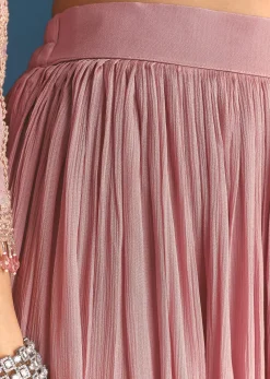 Lavender Chinon Ombre Kurta Palazzo Suit With Sequins Thread Work