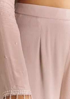 Lavender Chinon Zardosi Kurta Sharara With Cutdana Dupatta