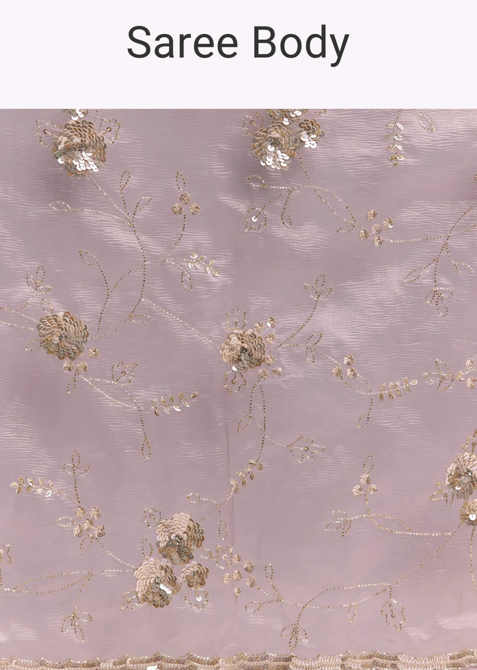 Lavender Crush Tissue Saree With Floral Embroidery