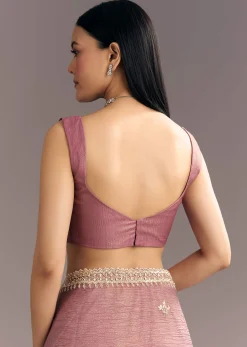 Lavender Crushed Tissue Saree With Stones And Cutdana Embroidery