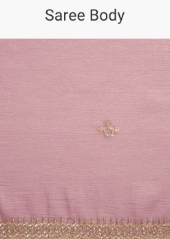Lavender Crushed Tissue Saree With Stones And Cutdana Embroidery